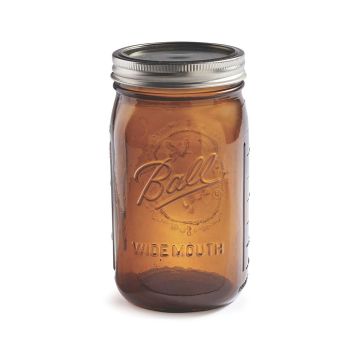 Ball 梅森罐 32oz 寬口琥珀清晰圖